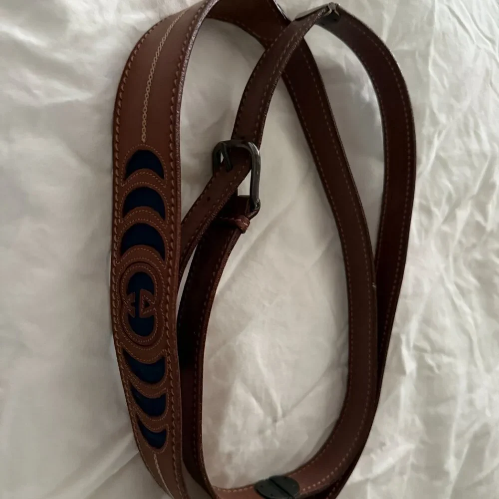 gucci belt, quiet luxury double wrap navy and leather (RARE!!) - Picture 10 of 10